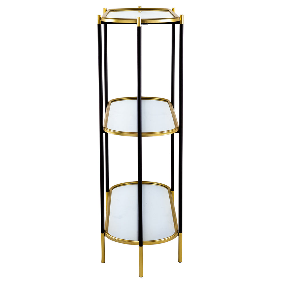 48.5X16.5X50" 3 Tier Metal Console Table, Black Gold Mirrored Shelf Golden Black Casual,Classic,Contemporary,Luxury,Modern Iron