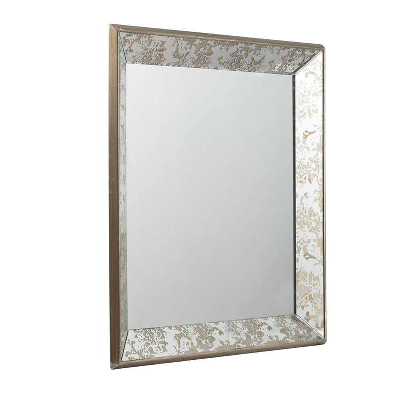 24" x 24" Antique Silver Square Mirror with Floral silver-mdf+glass