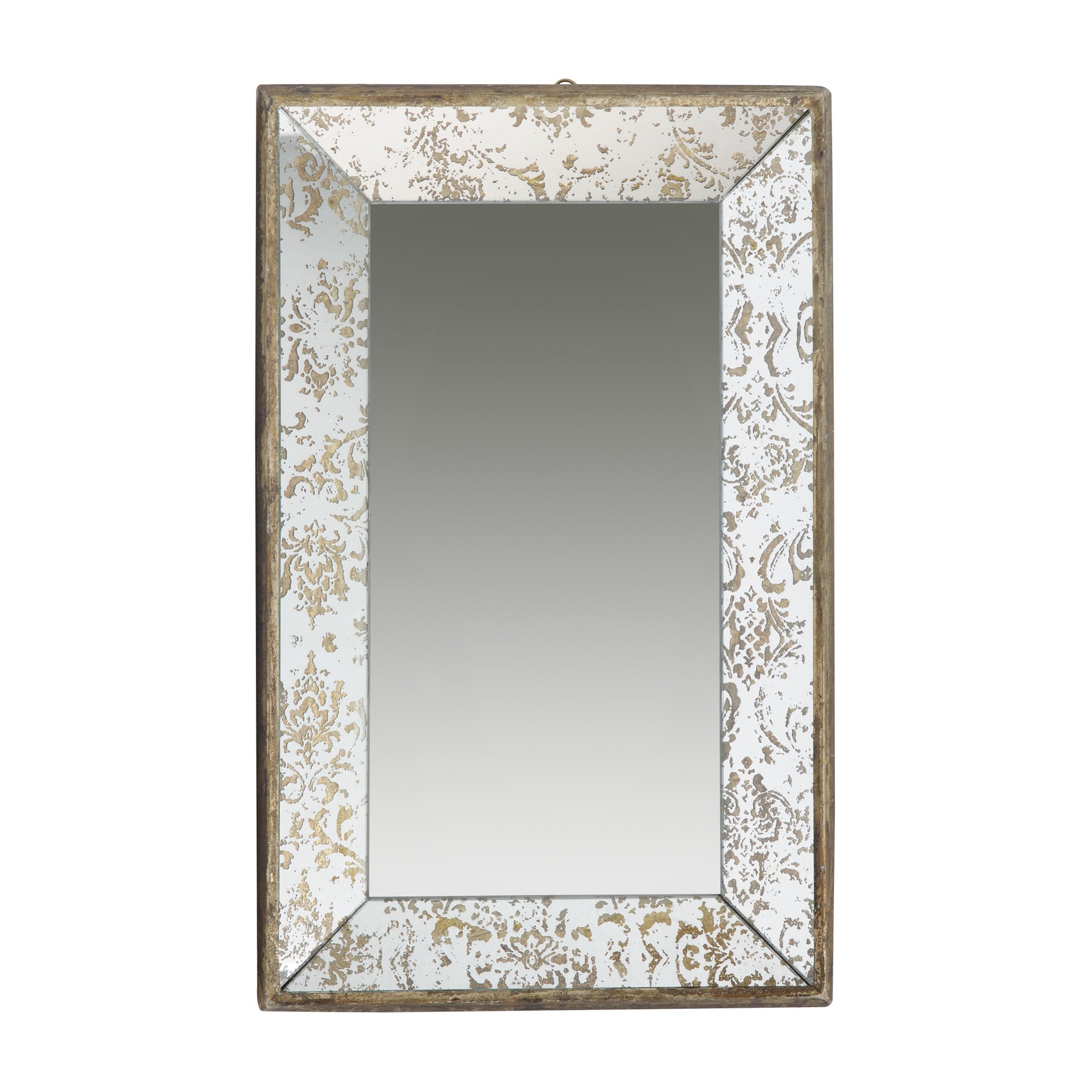 20" x 12" Antique Silver Rectangle Mirror with Floral silver-mdf+glass