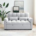 Loveseats Sofa Bed With Pull Out Bed,Adjsutable Back,Light Grey Grey Linen Wood Primary Living Space Medium Soft Tight Back Eucalyptus Pillow Top Arms Foam Linen 2 Seat