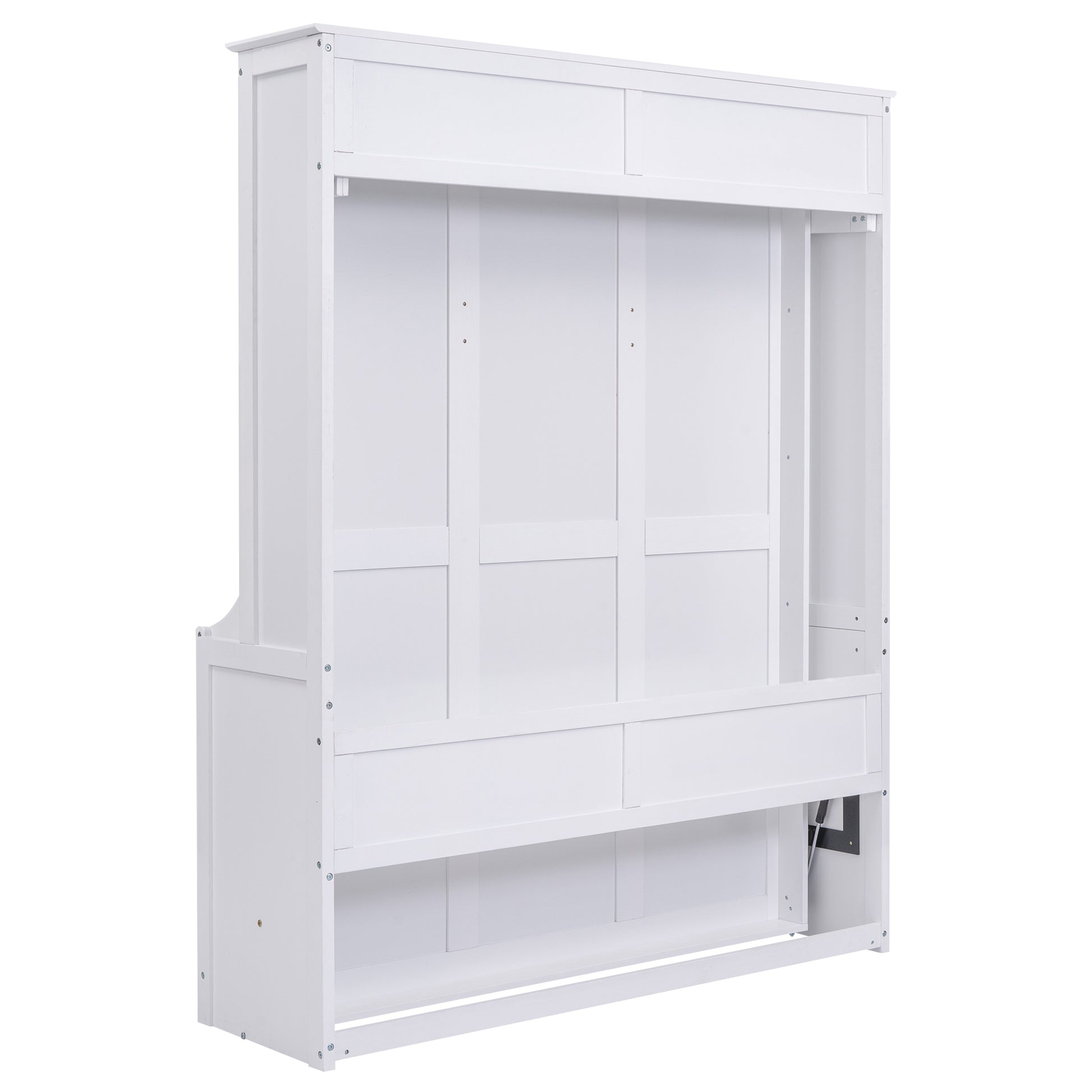 Queen Size Murphy Bed With A Shelf, White Box Spring Not Required Queen White Wood Bedroom Murphy Solid Wood Mdf