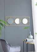 3 Mirror Piece Wall Mirror in Gold Rectangular Frame gold-iron