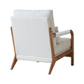 Modern Teddy Fabric Accent Chair,Oak Wood Frame Armchair For Living Room White Teddy