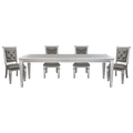 Silver Finish 5Pc Dining Set Table W Leaf And 4X Side Chairs Modern Glam Style Crystal Tufted Chairs Upholstered Seat Wooden Dining Room Furniture Silver Seats 4 Dining Room Extendable Glam,Modern Rectangular Dining Table With Chair Wood
