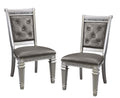 Modern Glam Silver Finish Dining Furniture Set Of 2 Side Chairs Gray Faux Leather Upholstered Wooden Dining Room Furniture Silver Dining Room Glam,Modern Side Chair Wood