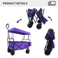 Outdoor Garden Park Utility Kids Wagon Portable Beach Trolley Cart Camping Foldable Folding Wagon Purple Fabric Steel