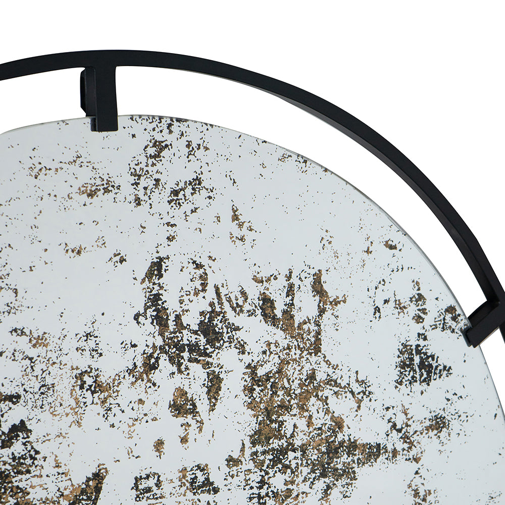 D31.5x0.5" Theodor Mirror with industrial design Round black-iron