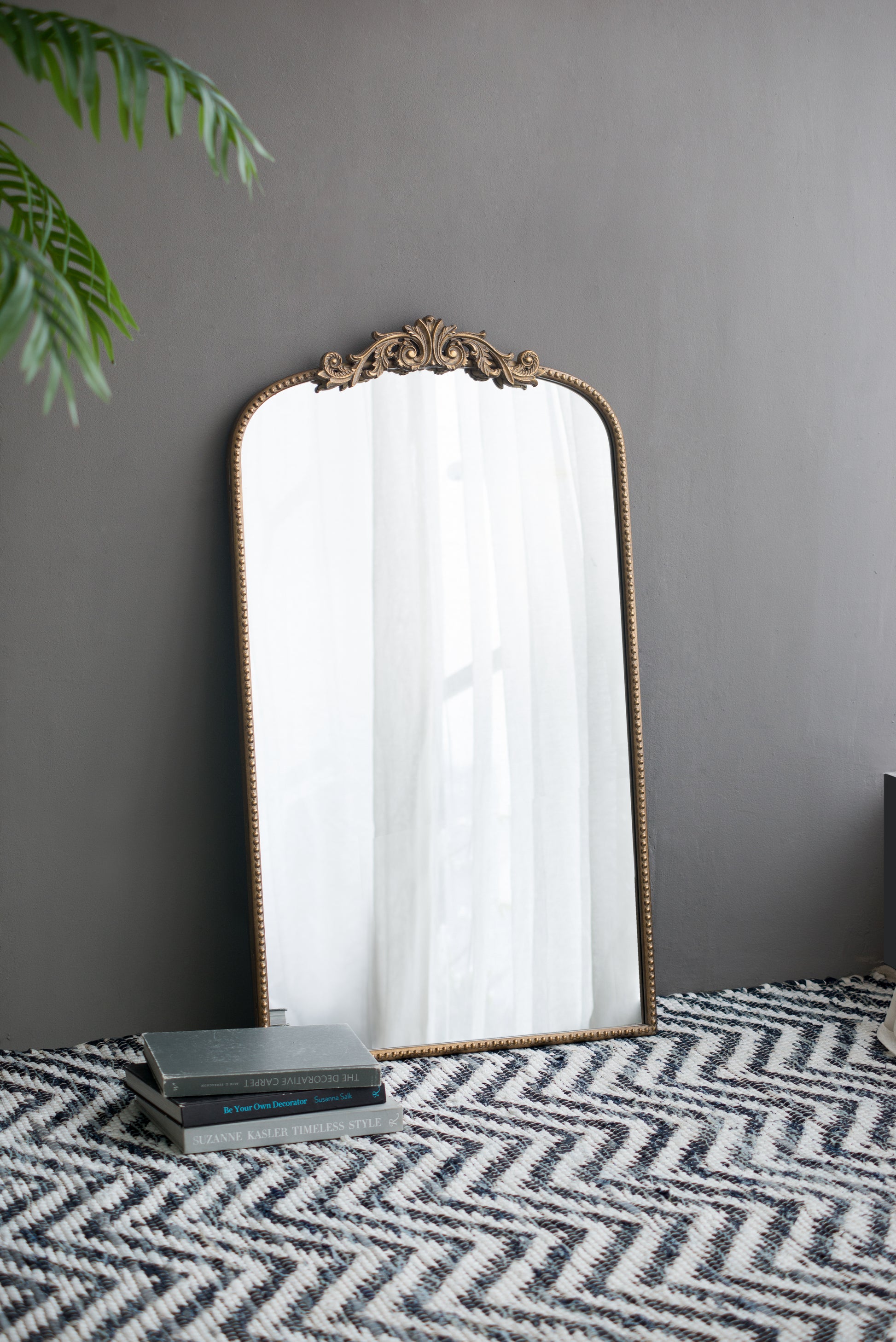 24" X 42" Gold Arch Mirror, Baroque Inspired Wall Decor For Bathroom Bedroom Living Room Gold Mdf Glass