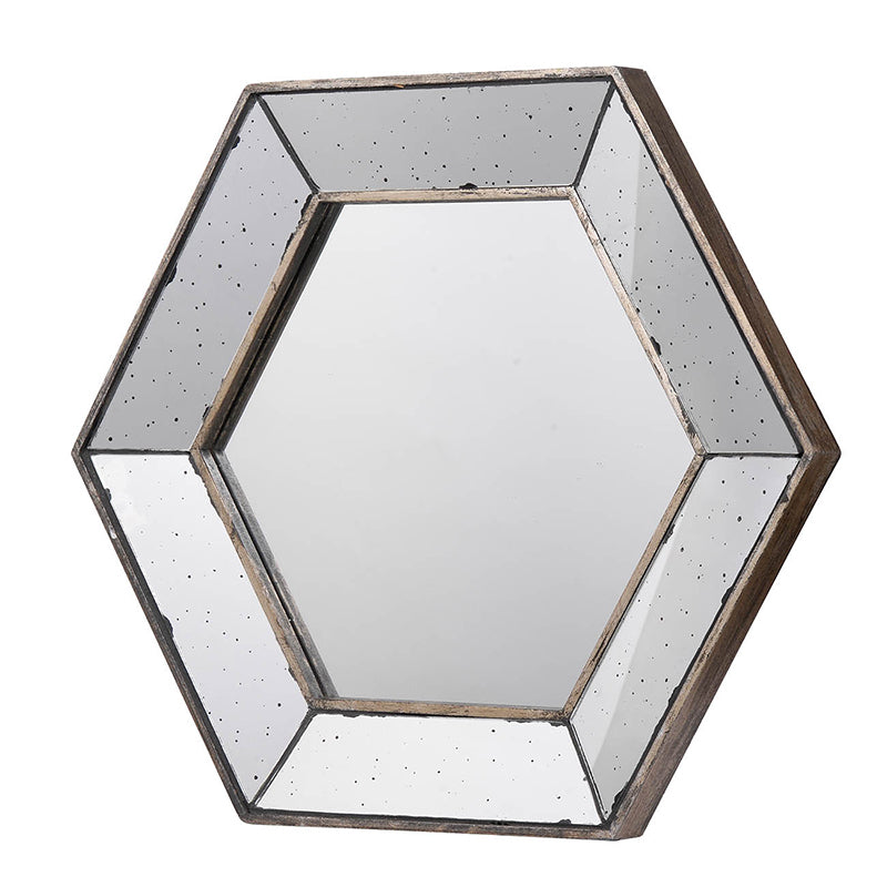 21" x 18" Hexagon Wall Mirror with Traditional Silver silver-mdf+glass