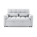Loveseats Sofa Bed With Pull Out Bed,Adjsutable Back,Light Grey Grey Linen Wood Primary Living Space Medium Soft Tight Back Eucalyptus Pillow Top Arms Foam Linen 2 Seat