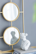 3 Mirror Piece Wall Mirror in Gold Rectangular Frame gold-iron