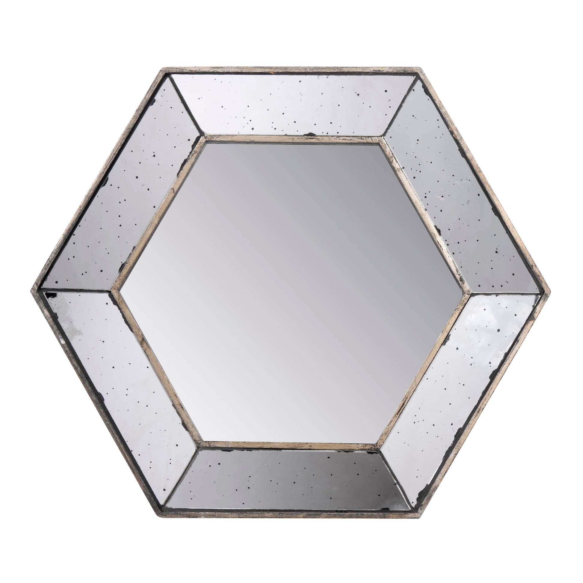 21" x 18" Hexagon Wall Mirror with Traditional Silver silver-mdf+glass
