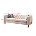 Chesterfield Modern Tufted Velvet Living Room Sofa, 84.25''W Couch,Cream Cream Velvet Wood Primary Living Space Tufted Back Modern Square Arms Foam Velvet 2 Seat