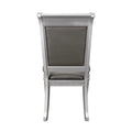 Modern Glam Silver Finish Dining Furniture Set Of 2 Side Chairs Gray Faux Leather Upholstered Wooden Dining Room Furniture Silver Dining Room Glam,Modern Side Chair Wood