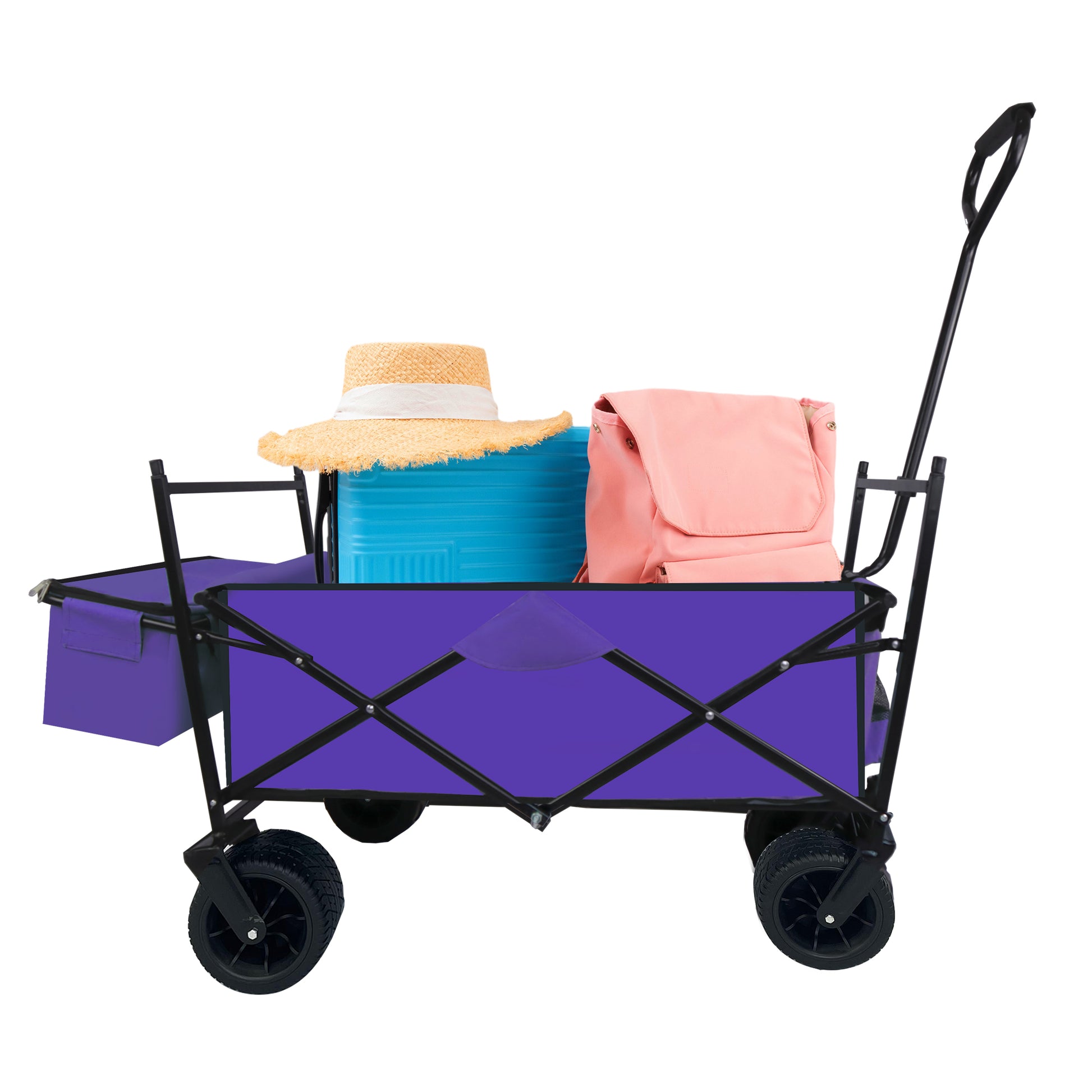 Outdoor Garden Park Utility Kids Wagon Portable Beach Trolley Cart Camping Foldable Folding Wagon Purple Fabric Steel