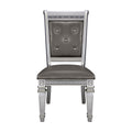 Silver Finish 5Pc Dining Set Table W Leaf And 4X Side Chairs Modern Glam Style Crystal Tufted Chairs Upholstered Seat Wooden Dining Room Furniture Silver Seats 4 Dining Room Extendable Glam,Modern Rectangular Dining Table With Chair Wood