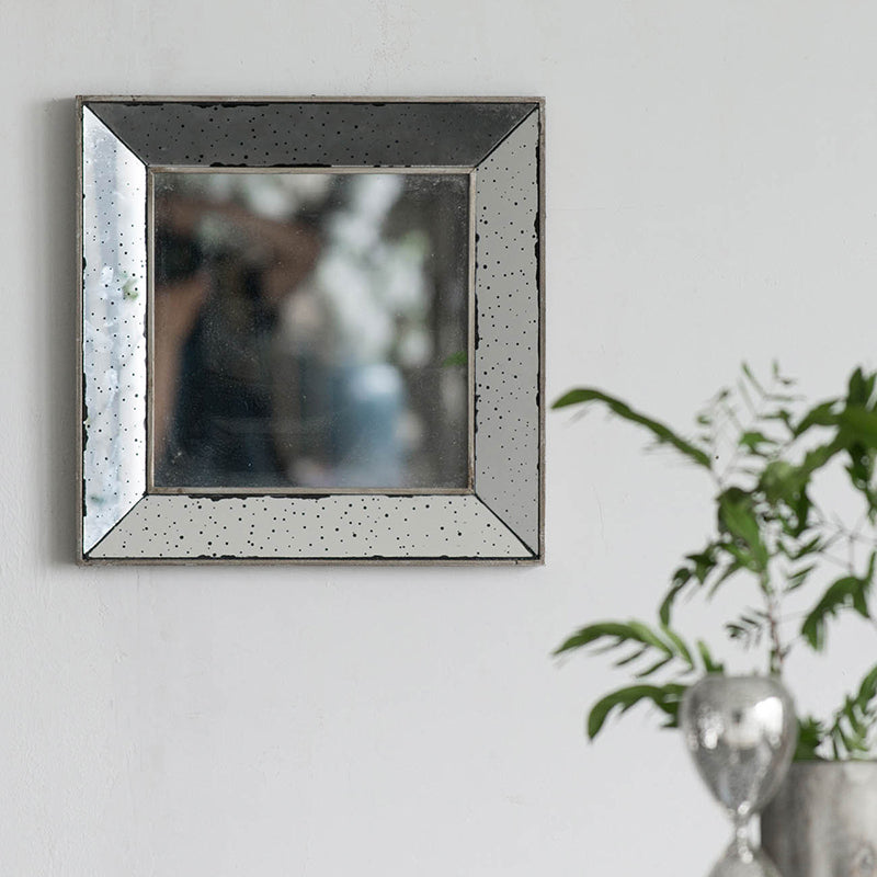 18" x 18" Distressed Silver Square Accent Mirror silver-mdf+glass