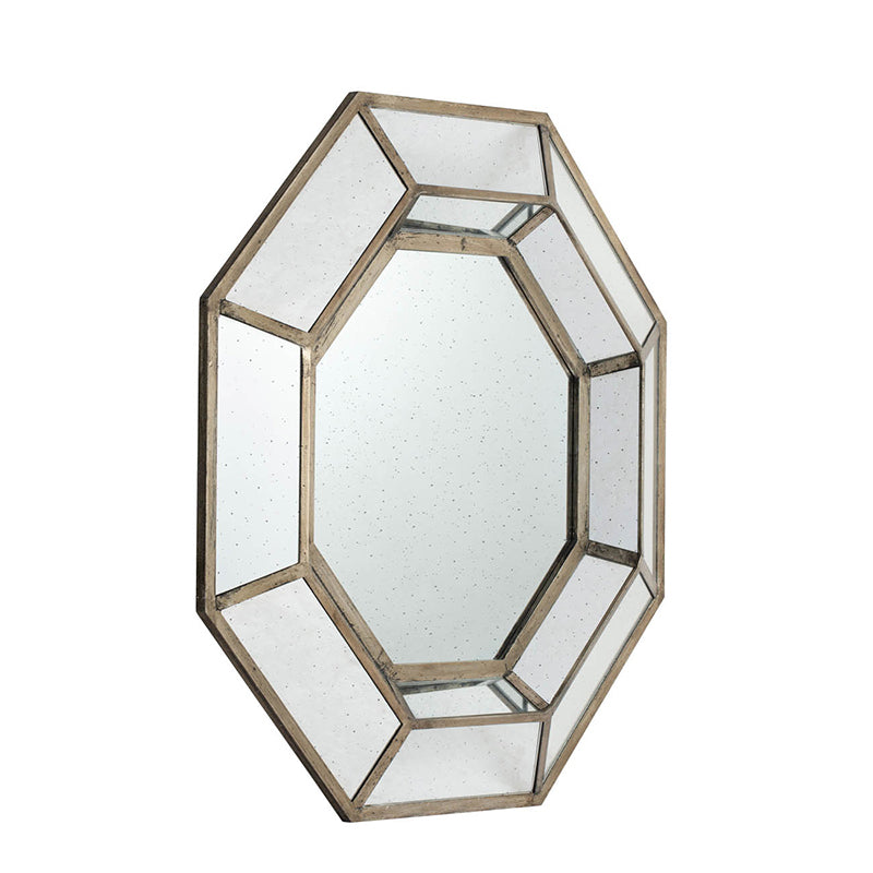 40" x 40" Oversized Silver Octagon Mirror, Mid Century silver-mdf+glass