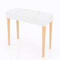 Vanity Table With Solid Wood Legs And Flip Up High Definition Mirror White Drawer 1 Drawer Pine White Solid Wood Mdf
