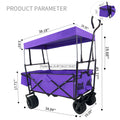 Outdoor Garden Park Utility Kids Wagon Portable Beach Trolley Cart Camping Foldable Folding Wagon Purple Fabric Steel