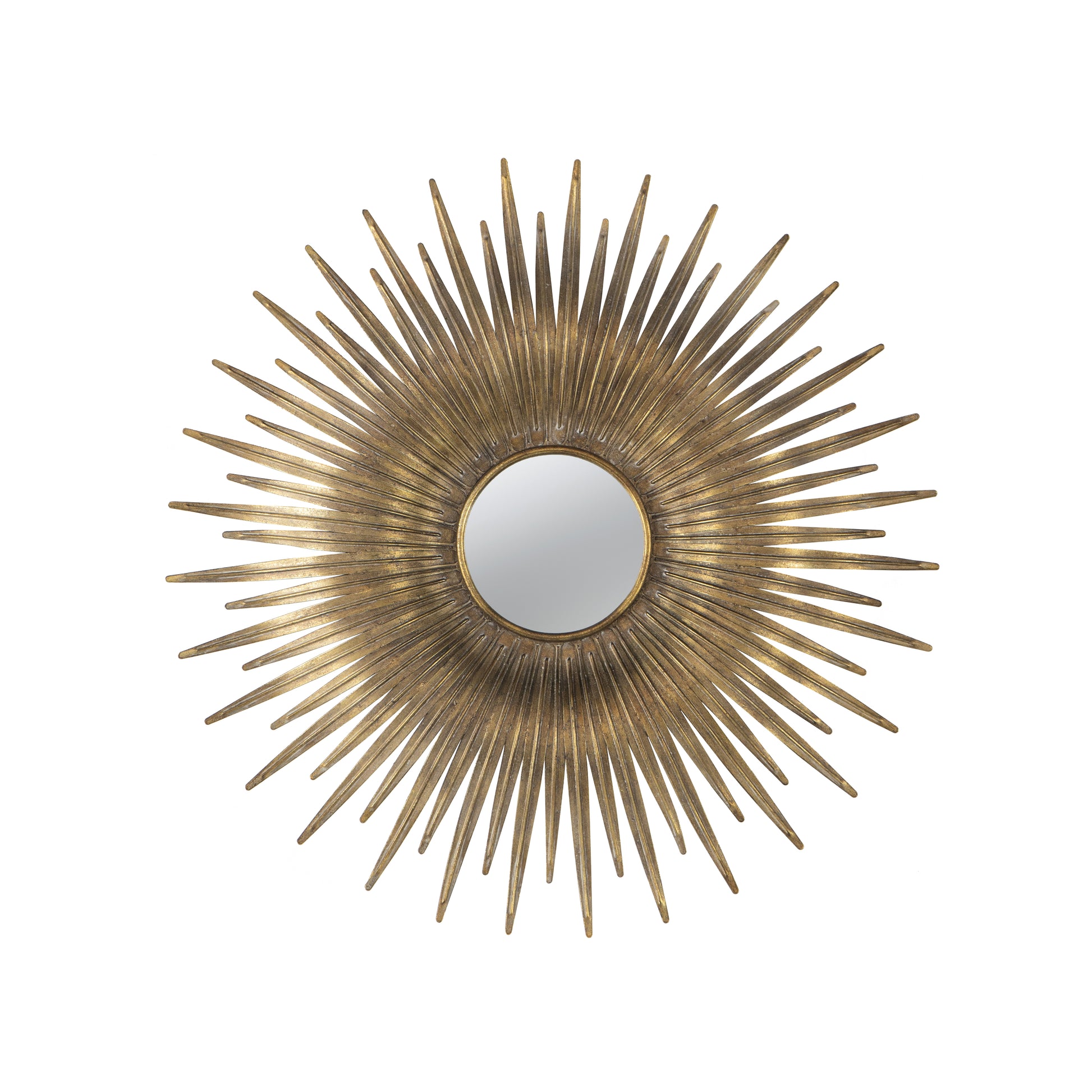 28.3" In Retro Design Gold Sunburst Metal Wall Mirror Decorative Mirror For A Bedroom, Dressing Room, Hallway Or Living Space. Gold Iron