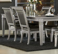 Silver Finish 5Pc Dining Set Table W Leaf And 4X Side Chairs Modern Glam Style Crystal Tufted Chairs Upholstered Seat Wooden Dining Room Furniture Silver Seats 4 Dining Room Extendable Glam,Modern Rectangular Dining Table With Chair Wood