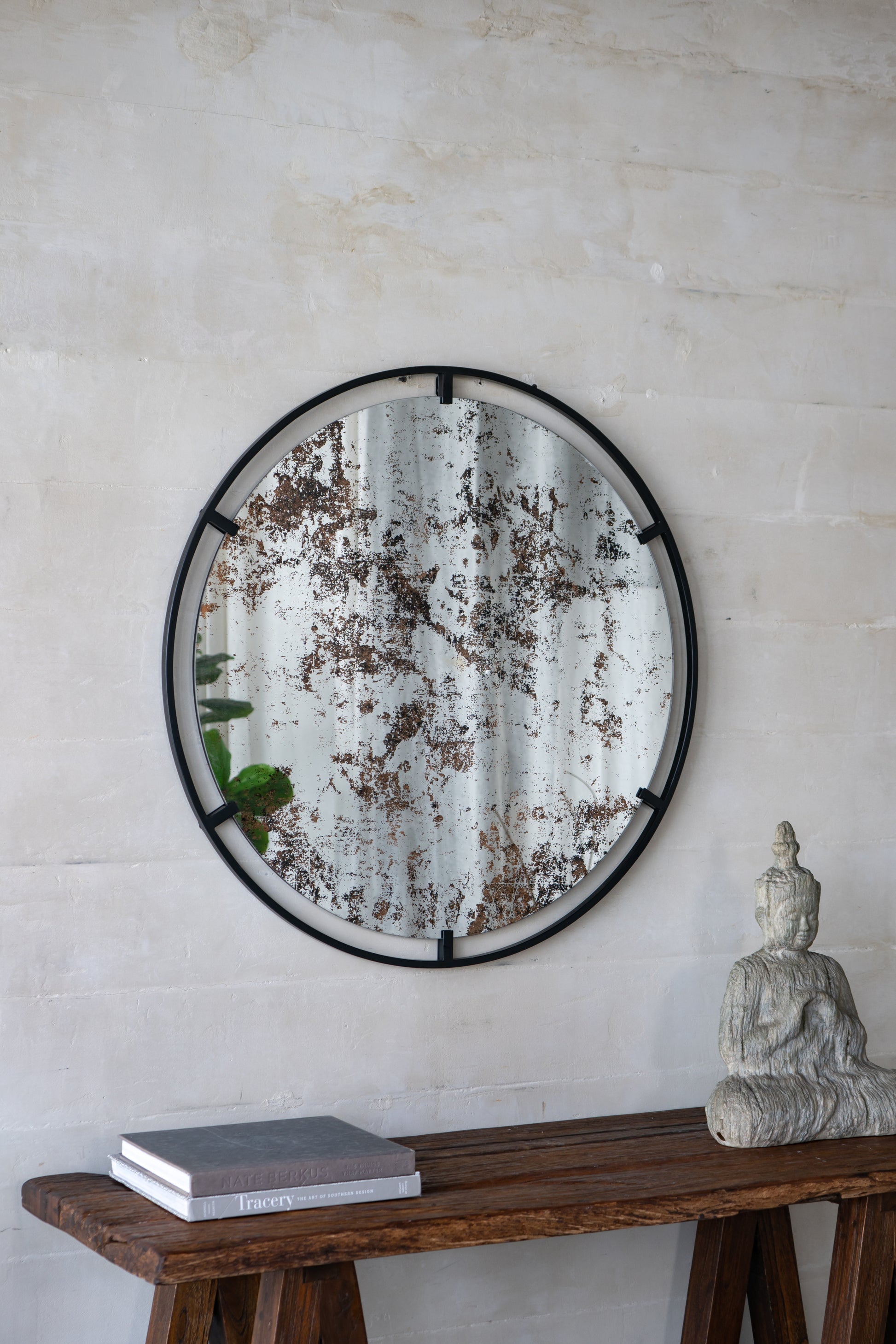 D31.5x0.5" Theodor Mirror with industrial design Round black-iron