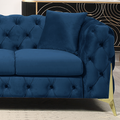 Blue Elegant Velvet Living Room 3 Seater Sofa, Upholstered Sofa Blue Velvet 3 Seat