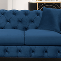 Blue Elegant Velvet Living Room 3 Seater Sofa, Upholstered Sofa Blue Velvet 3 Seat