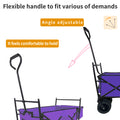 Outdoor Garden Park Utility Kids Wagon Portable Beach Trolley Cart Camping Foldable Folding Wagon Purple Fabric Steel