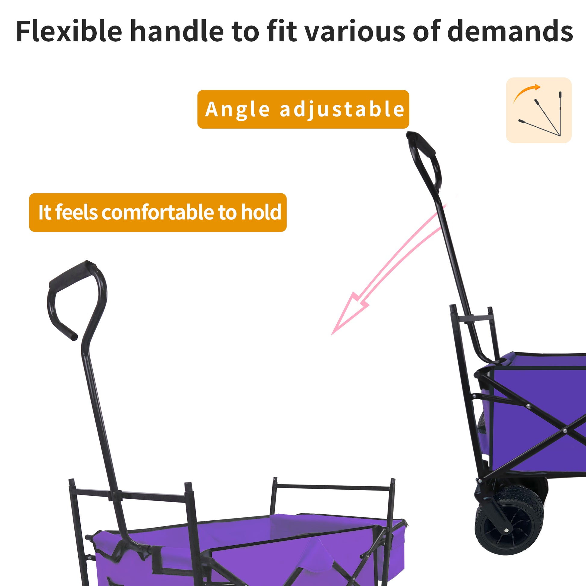 Outdoor Garden Park Utility Kids Wagon Portable Beach Trolley Cart Camping Foldable Folding Wagon Purple Fabric Steel