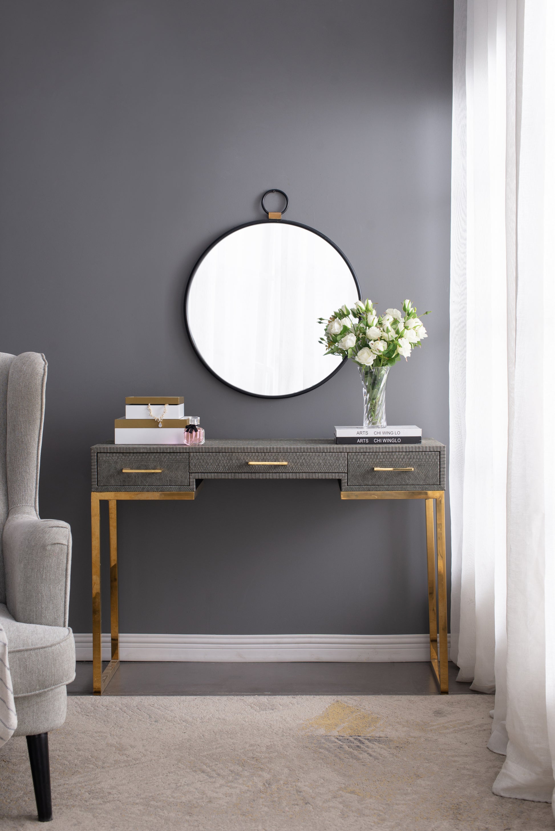 24" x 27" Wall Mirror with Black Frame, Contemporary black-iron