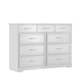 Bedroom Dresser, 9 Drawer Long Dresser With Antique Handles, Wood Chest Of Drawers For Kids Room, Living Room, Entry And Hallway, White, 47.56''W X 15.75''D X 34.45''H. White Particle Board