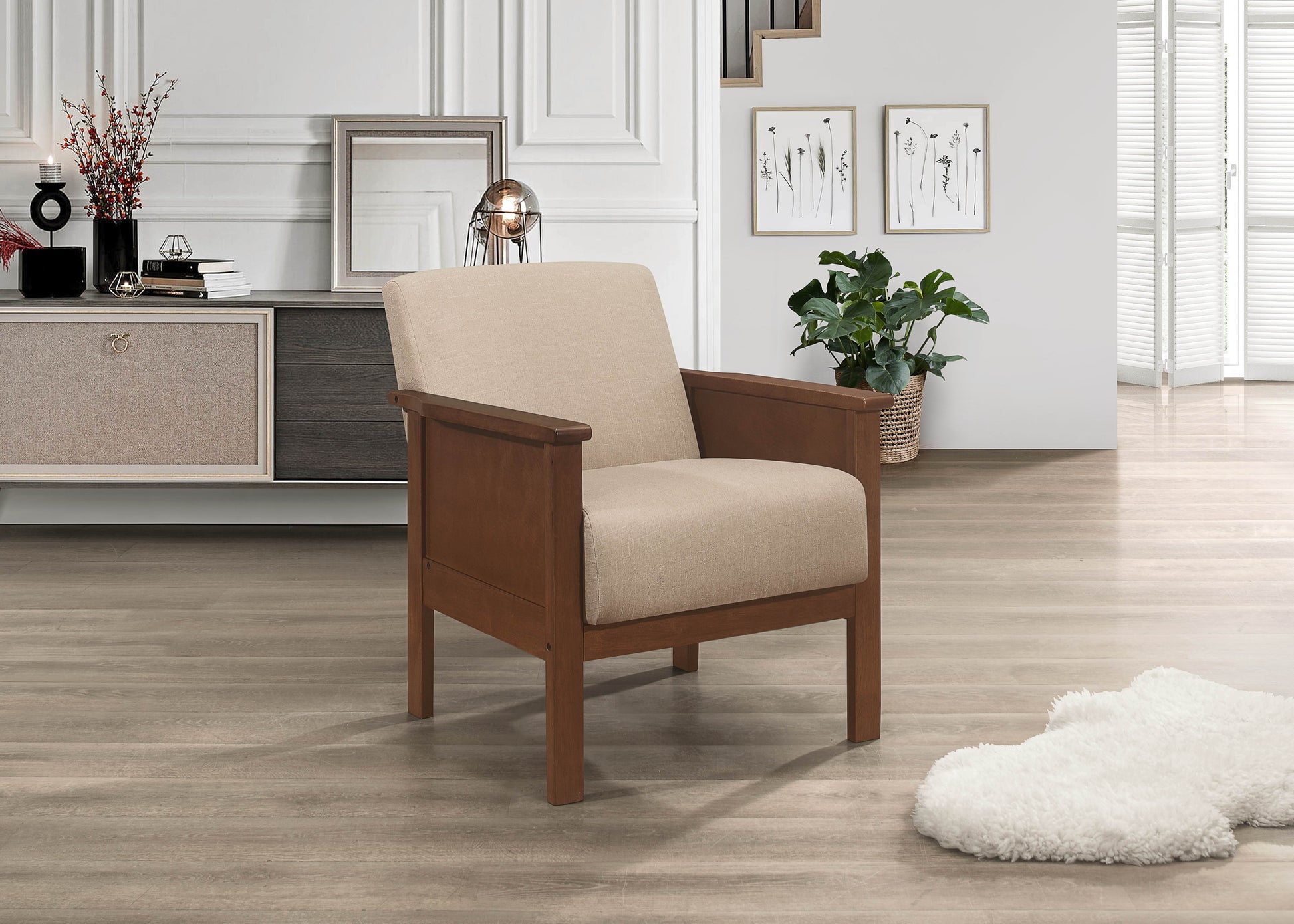 Durable Accent Chair 1Pc Luxurious Brown Upholstery Plush Cushion Comfort Modern Living Room Furniture Brown Primary Living Space Contemporary,Modern,Traditional Wood