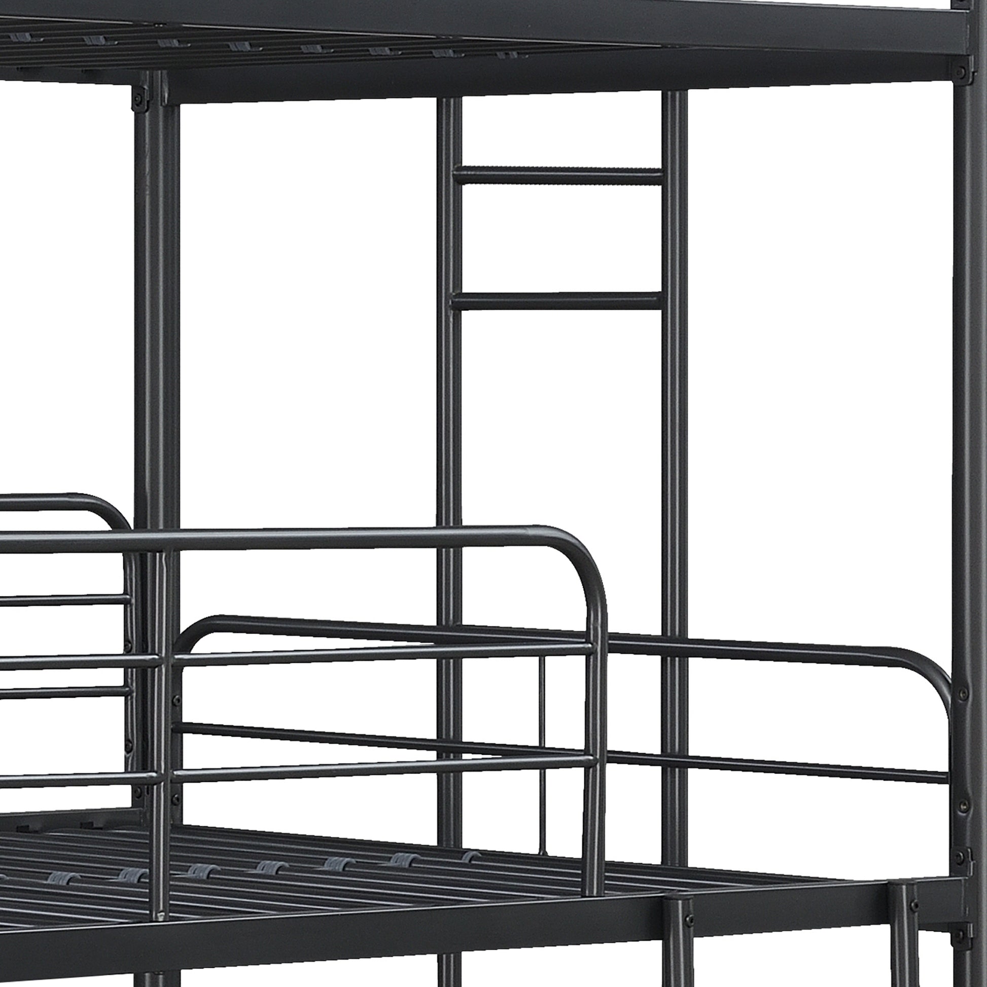 Furnituretriple Bunk Bed, Twin Twin Twin, Black Black Metal