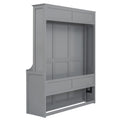 Queen Size Murphy Bed With A Shelf, Gray Box Spring Not Required Queen Gray Wood Bedroom Murphy Solid Wood Mdf