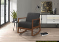 1Pc Rocker Accent Chair Modern Living Room Plush Cushion Dark Gray Soft Upholstery Hardwood Frame Elegant Style Comfort Relax Dark Gray Primary Living Space Modern Solid Wood