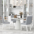 5 piece Dining Set Retro Round Table with 4 white-rubber wood