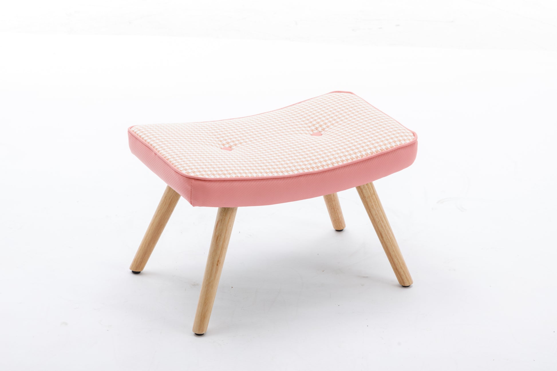 Wooden Step Ottoman,Wooden Step Stool For Adults,Square Cushion Foot Stool,Small Stool With Non Slip Pad,Wood Stool Suitable For Bedroom, Living Room And Kitchen Pink Pink Foam Linen