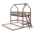 Twin Over Twin Twin House Bunk Bed With Extending Trundle And Ladder Espresso Plywood