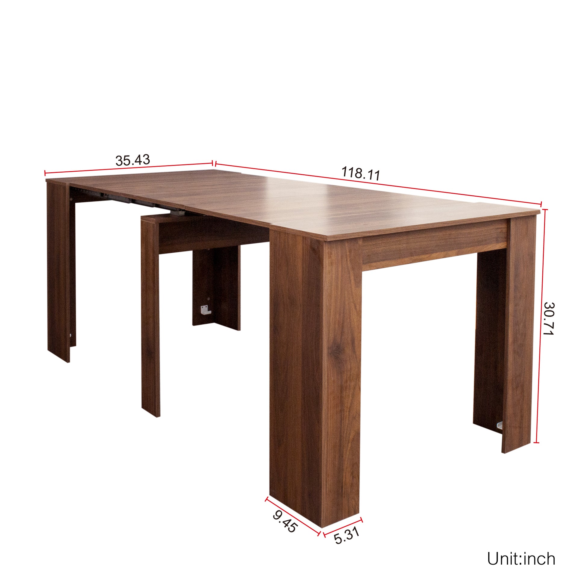 Multifunctional Extendable Console Table Walnut Mdf