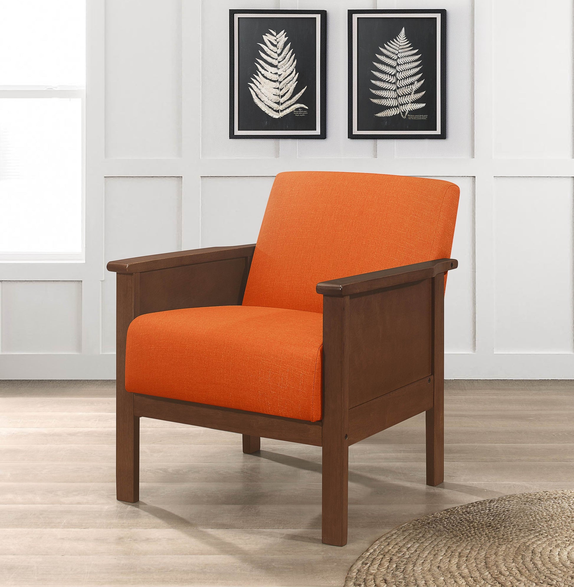 Durable Accent Chair 1Pc Luxurious Orange Upholstery Plush Cushion Comfort Modern Living Room Furniture Orange Primary Living Space Contemporary,Modern,Traditional Wood