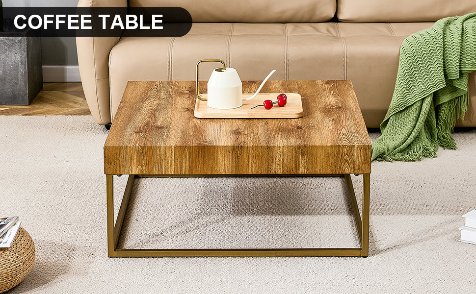 Modern Rectangular Coffee Table, Dining Table. Mdf Desktop With Metal Legs. Suitable For Restaurants And Living Rooms. The Size :31.5"*31.5"*14.37" Wood Mdf