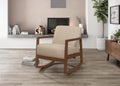 1Pc Rocker Accent Chair Modern Living Room Plush Cushion Brown Soft Upholstery Hardwood Frame Elegant Style Comfort Relax Brown Primary Living Space Modern Solid Wood