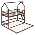 Twin Over Twin Twin House Bunk Bed With Extending Trundle And Ladder Espresso Plywood