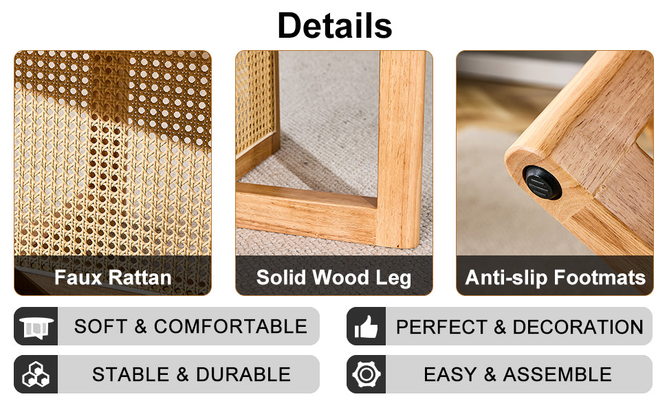 Naturally Elegant Wooden Coffee Table With Faux Rattan Accents Perfect For Stylish Living Rooms And Cozy Tea Time Natural Wood Wood