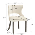 Hengming Velvet Dining Chair, Hollowed Out With Rivets On The Back, Solid Wood Legs Suitable For Dining Room And Kitchen Beige Velvet