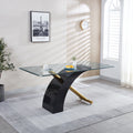 Stylish Dining Room Table, Luxury Glass Top Dining Table, Modern Design For Your House 2 Colors Black Tempered Glass