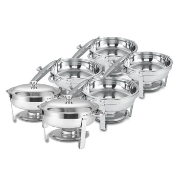 Round Buffet Catering Dish For Home And Outdoor 6 Packs Silver Stainless Steel