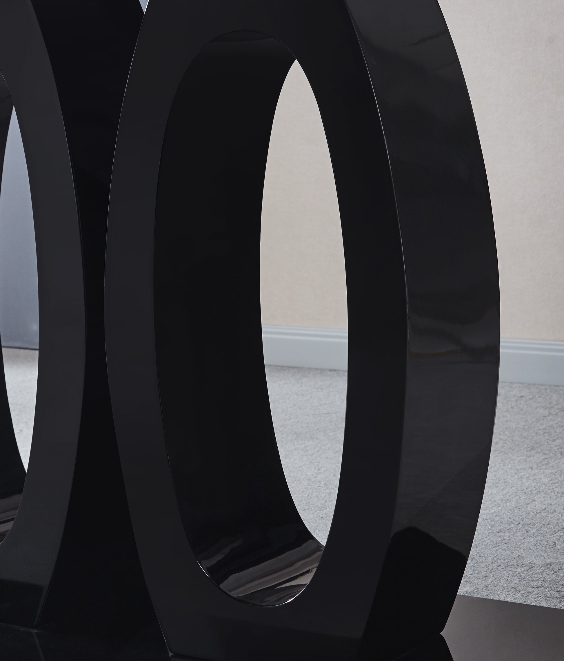 Contemporary Double Pedestal Dining Table, Tempered Glass Top With Mdf Base Black Tempered Glass